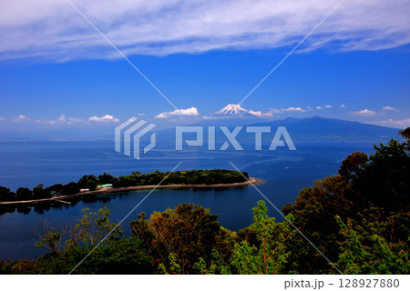 中部地方・伊豆半島・大瀬崎・海外でも有名な和風の景色、大瀬崎と駿河湾と富士山・静岡県沼津市西浦(1) 中部地方・伊豆半島・大瀬崎・海外でも有名な和風の景色、大瀬崎と駿河湾と富士山・静岡県沼津市西浦(1) 128927880