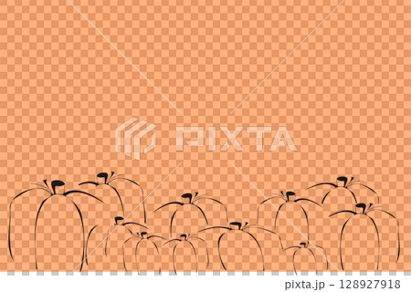 Paper-cut style. Pumpkin illustration, pumpkin color background, brush drawing 128927918
