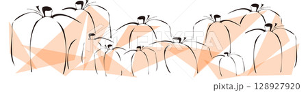 かぼちゃの手書描きイラスト・挿絵・シンプル・切り絵・筆書き 128927920