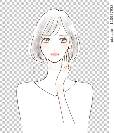 白髪に悩む女性　グレーヘア 128927952