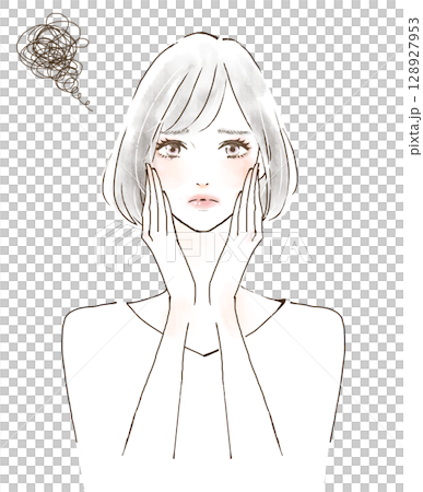 皮膚粗糙的女性 128927953