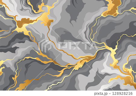 Premium gray and golden marble background. Vector illustration. 128928216