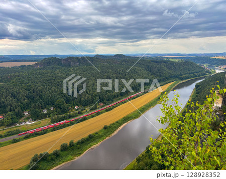 Saxon Switzerland view from above. 128928352