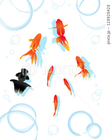 泳ぐ金魚のイラスト 128928428