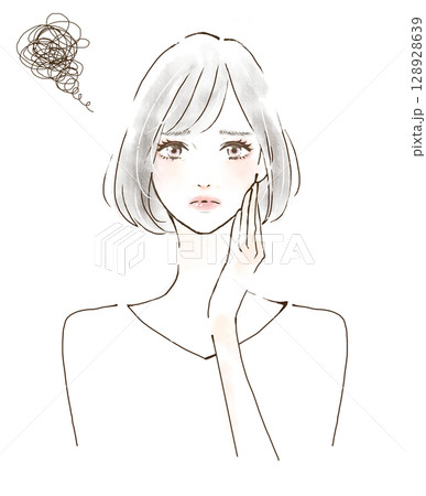 老化に悩む女性　疲労　ストレス 128928639