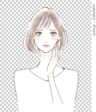 肌の炎症に悩む女性　肝斑　肌管理 128928641