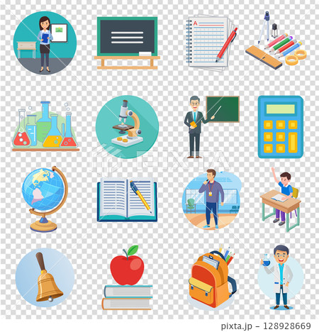 vector icon set about back-to-school theme vector icon set about back-to-school theme 128928669