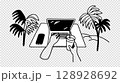 vector illustration of freelance work on the beach 128928692