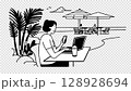 vector illustration of freelance work on the beach 128928694