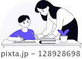 vector illustration of a teacher helping her student 128928698