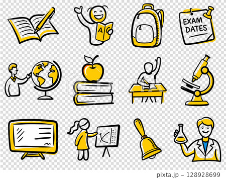 vector icon set on back-to-school theme 128928699