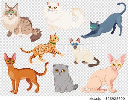 vector icon set of cat breeds 128928700
