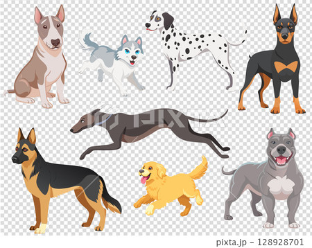 vector icon set of dog breeds 128928701