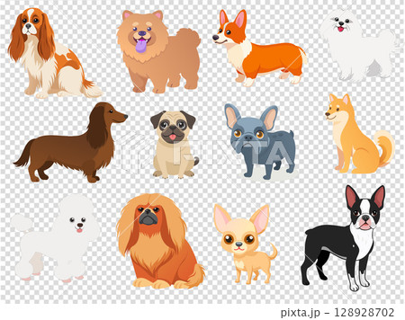 vector icon set of dog breeds 128928702