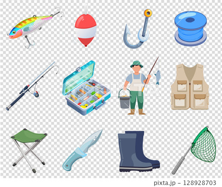 vector icon set about fishing 128928703