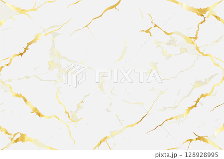 Elegant White and Gold Marble Texture Background. Vector Illustration. 128928995