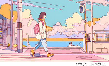 シティポップな感じの女性 夏 シティポップな感じの女性 夏 128929086