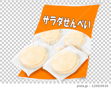 サラダせんべいの手描きイラスト サラダせんべいの手描きイラスト 128929416
