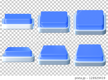 cartoon style blue square button 3D graphic-插圖素材 [128929419] - PIXTA圖庫