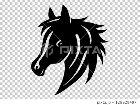 馬輪廓剪影插圖標誌圖示黑白 128929497
