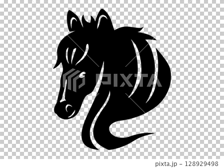 馬輪廓剪影插圖標誌圖示黑白 128929498