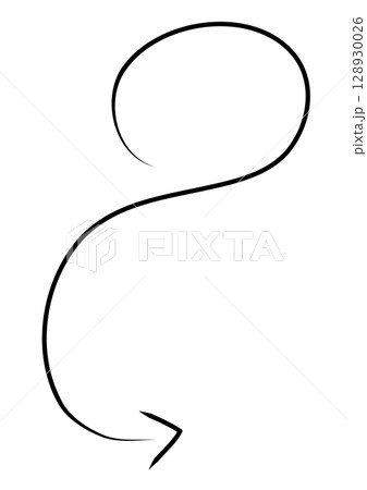 黒の手描きのカーブする矢印 128930026