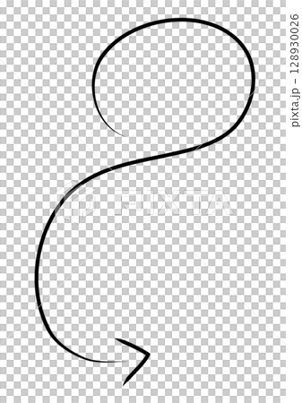 黒の手描きのカーブする矢印 128930026