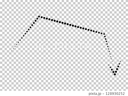 黒のドットの曲がる矢印アイコン 128930252