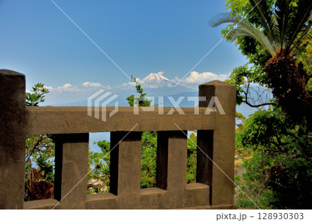 中部地方・伊豆半島・大瀬崎・淡水の神池で有名な大瀬神社、境内の眺め・静岡県沼津市西浦(3) 128930303