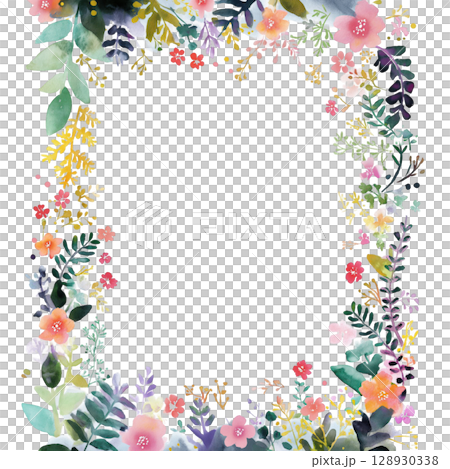 Watercolor illustration picture frame made from plant evokes feeling of beauty and freshness, floral frame, perfect for invitations,greeting card Watercolor illustration picture frame made from plant evokes feeling of beauty and freshness, floral frame, perfect for invitations,greeting card 128930338
