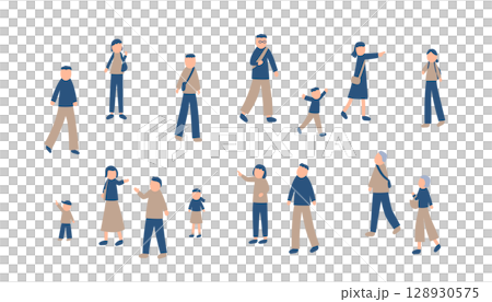 Illustration set of a family spending autumn Illustration set of a family spending autumn 128930575