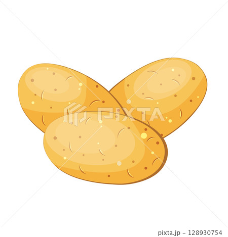 Set of whole potatoes isolated on white background, hand drawn. Set of whole potatoes isolated on white background, hand drawn. 128930754