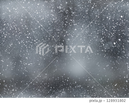 Snow starry sky and grey, close up captures serene feeling of snowfall, falling snow creates dreamy ambiance, adding touch of magic 128931802