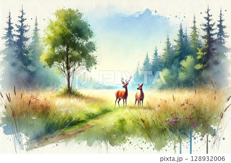 野生の鹿 128932006