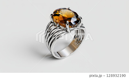 stunning cocktail ring featuring massive oval citrin gemstone, showcasing elegance and style 128932190