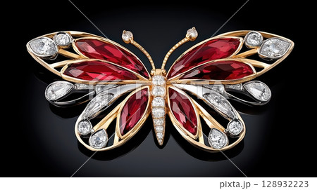 Elegant Tourmaline Brooch Designed in the Shape of a Butterfly Elegant Tourmaline Brooch Designed in the Shape of a Butterfly 128932223