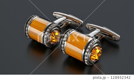 Elegant Minimalist Cufflinks with Topaz Accents and Titanium Finish 128932342