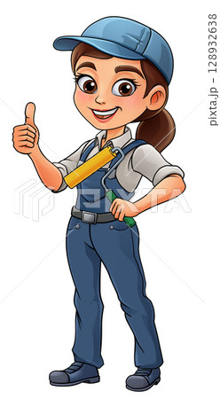 Woman Female Painter Decorator Cartoon Mascot Woman Female Painter Decorator Cartoon Mascot 128932638