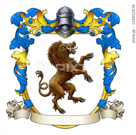 Boar Coat of Arms Family Crest Heraldic Shield Boar Coat of Arms Family Crest Heraldic Shield 128932639