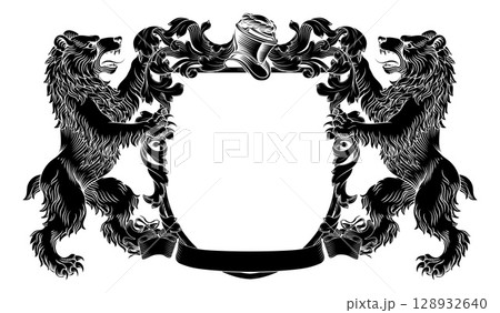 Bear Coat of Arms Crest Heraldic Knight Shield 128932640