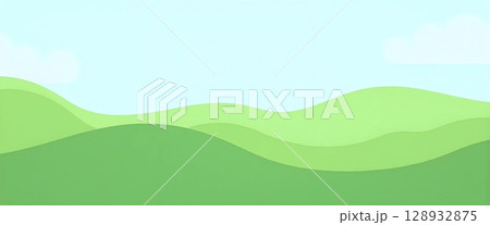 Spring Meadow with Flat Papercut Style Hills 128932875