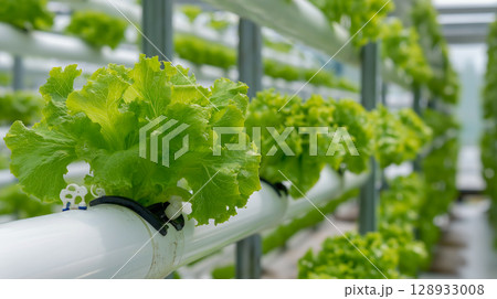 Indoor system grows hydroponic lettuce 128933008