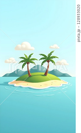 Tropical Island Flat Papercut Vector Design Tropical Island Flat Papercut Vector Design 128933020