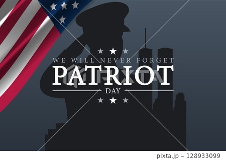 United We Stand 911 Design with Flag and Fallen Hero Tribute 128933099