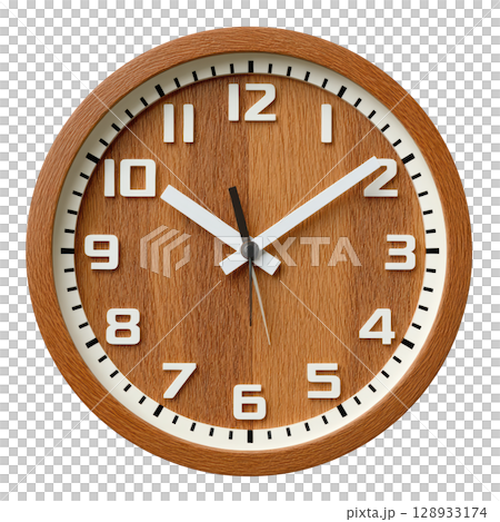 Contemporary Wooden Wall Clock with Large Numbers for Clear Time Display in Modern Interior Design 128933174