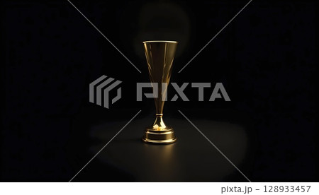 Golden Trophy Cup With Clear Dark Background Golden Trophy Cup With Clear Dark Background 128933457