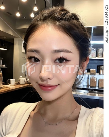 笑顔のかわいい女性 128934025