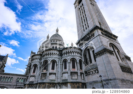 Rear view of Sacre Coeur basilica in Montmartre Paris Rear view of Sacre Coeur basilica in Montmartre Paris 128934860