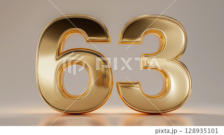 Elegant golden number 63 in 3D design 128935101