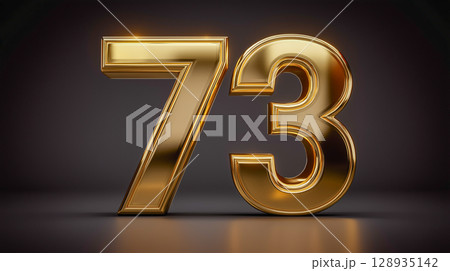 Golden metallic number 73 in 3D style Golden metallic number 73 in 3D style 128935142